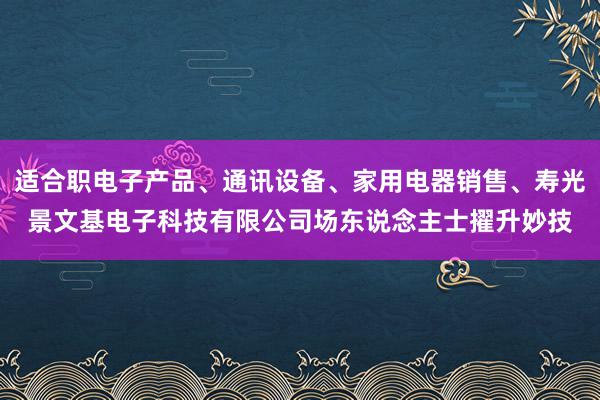适合职电子产品、通讯设备、家用电器销售、寿光景文基电子科技有限公司场东说念主士擢升妙技